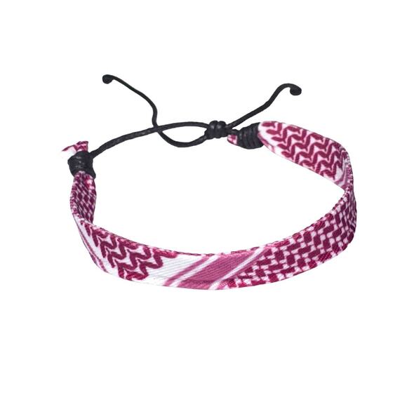 Palestinian Keffiyeh Bracelet wristband Red/White - Picture 2 of 2